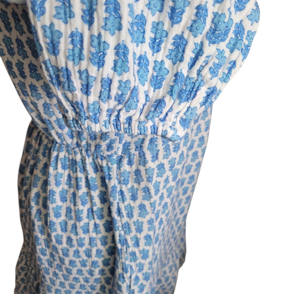 Vineyard Vines Seastitch Block Print Tiered Cotton Mini Dress Blue Coastal XS - Picture 10 of 14